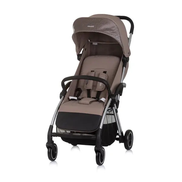 Passeggino Chipolino 0+, fino a 22 kg, chiusura automatica 3D "Illusion" beige-verde-rosa