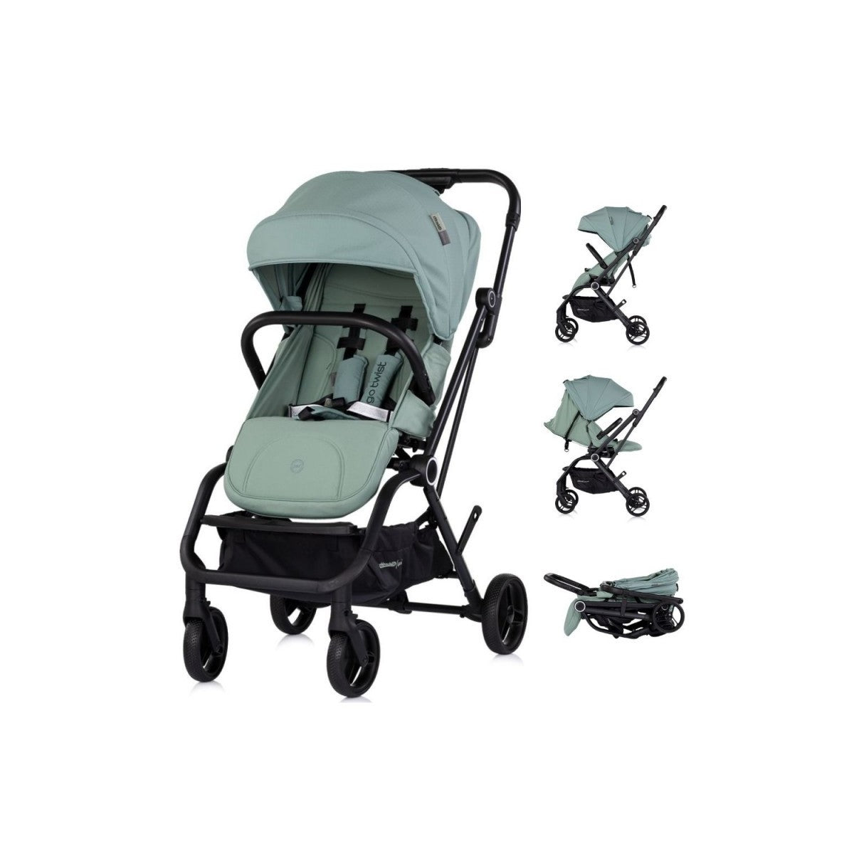 Passeggino con seduta girevole a 360° Go Twist Nero o Verde