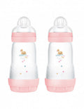 Mam biberon easy start 260 ml (set da 2), kit da 2 biberon anticolica per allattamento misto,rosa, 2+ mesi
