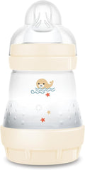Mam biberon easy start 160 ml, biberon anticolica per allattamento misto che riduce le bolle d'aria e il rischio di coliche,beige