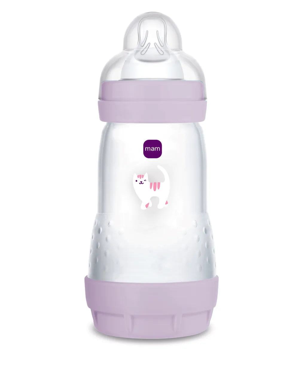Mam biberon easy start 260 ml, biberon anticolica per allattamento misto, riduce le bolle d'aria e il rischio di coliche, lilla, 2+ mesi