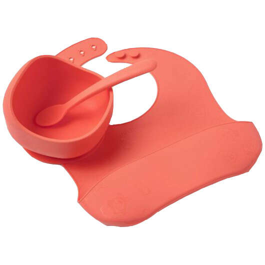 Set pappa | Ciotola, cucchiaio e bavaglino silicone vari colori