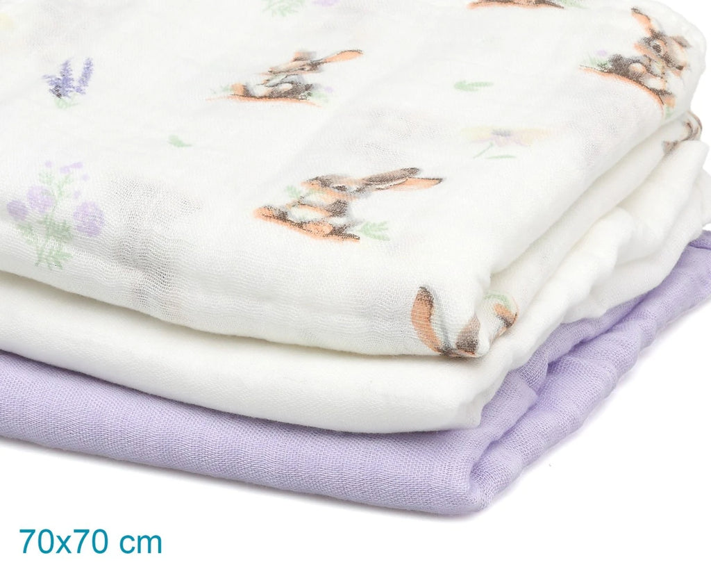 Set 3 museline 70x70cm KIOKIDS