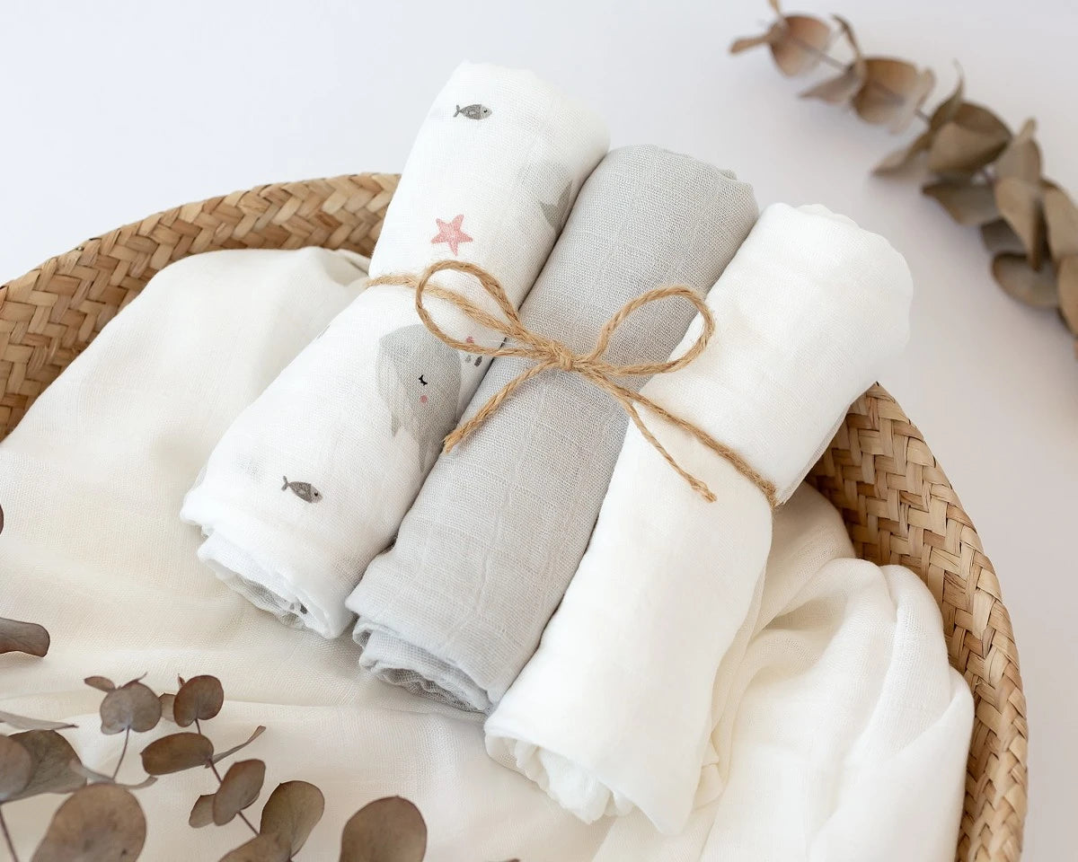 Set 3 museline 70x70cm KIOKIDS