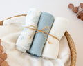 Set di 3 mussole blu, bianco e stampa aerei 70x70 cm