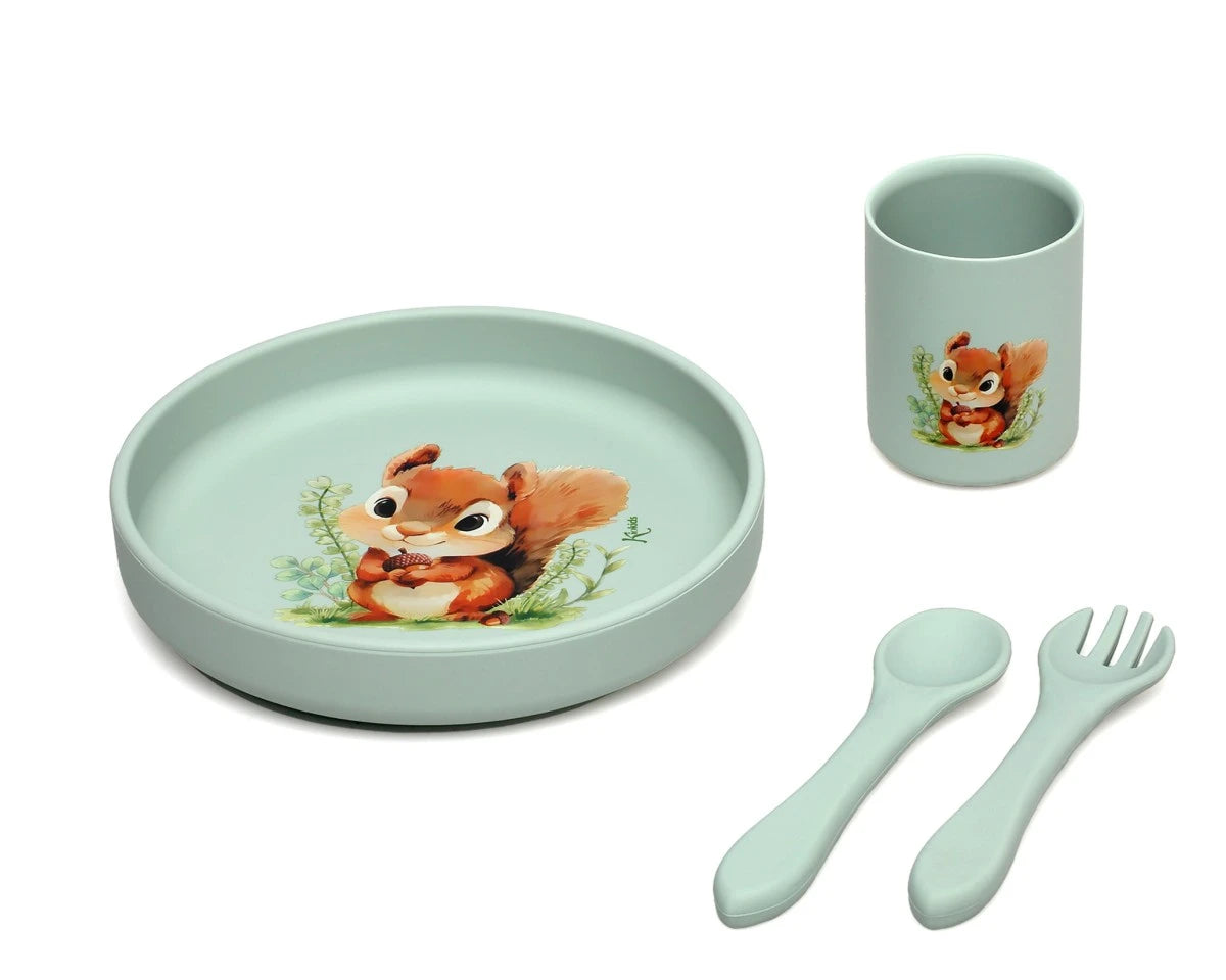 Set pappa in silicone per neonati con ventosa vari colori
