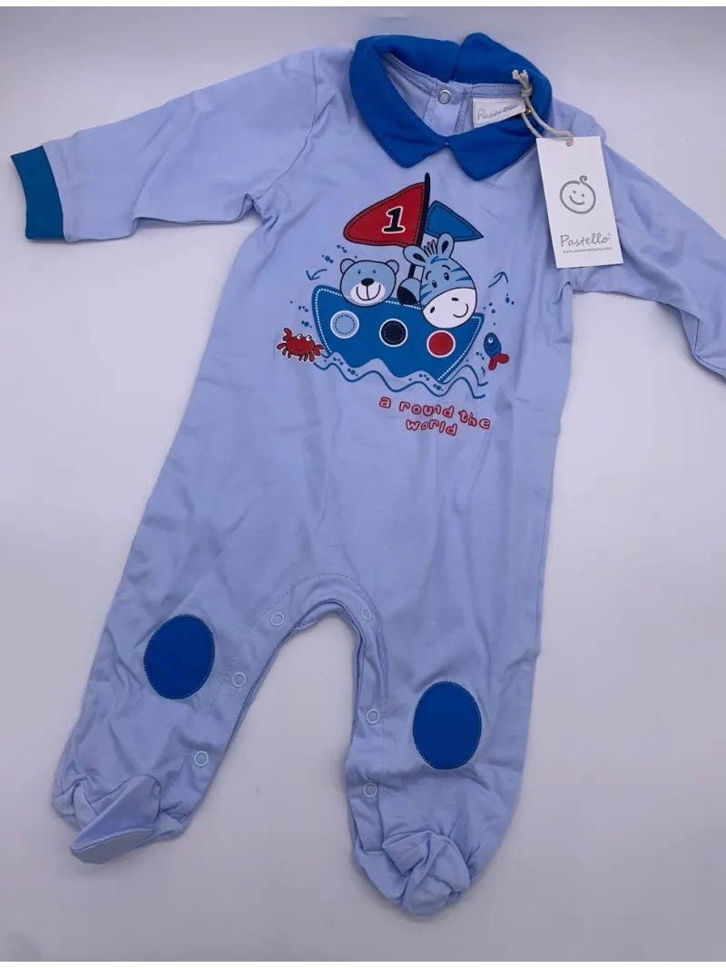 TUTINA MANICA LUNGA COTONE NEONATO MASCHIO PASTELLO